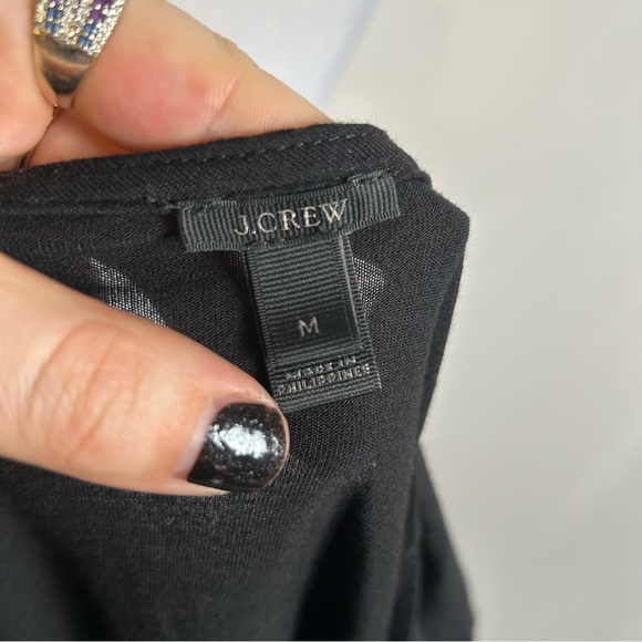 J Crew Black Short Sleeve Tie Front Blouse Size Medium - Picture 3 of 4